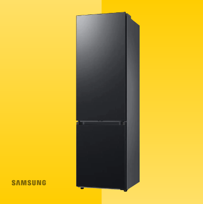 Uz dzeltena fona Samsung ledusskapis