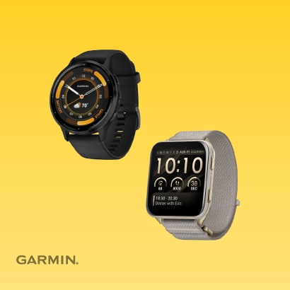 Uz dzeltena fona Garmin viedpulksteņi