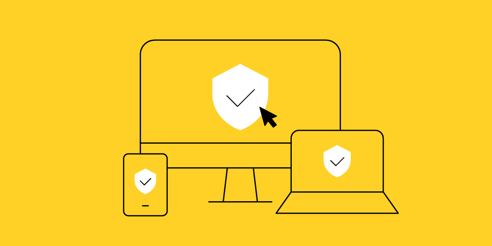Iekārtas ar drošības simbolu uz dzeltena dona