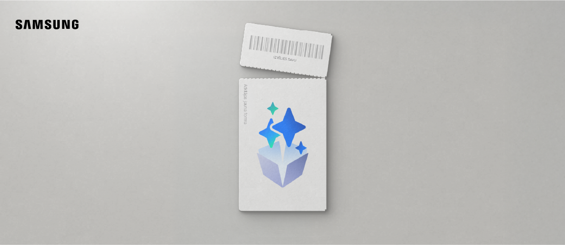 Uz pelēka fona Samsung logo