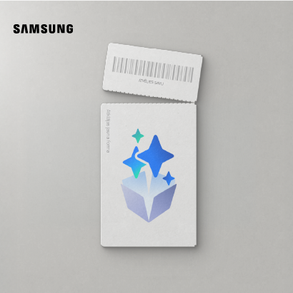 Uz pelēka fona Samsung Galaxy logo