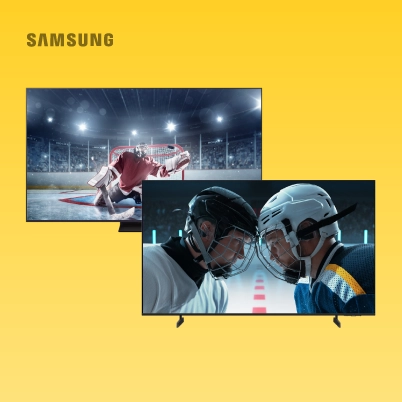 Uz dzeltena fona Samsung televizori