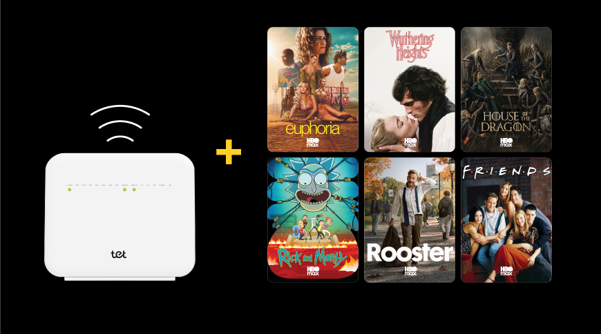 Tet interneta rūteris un HBO Max seriālu saturs.