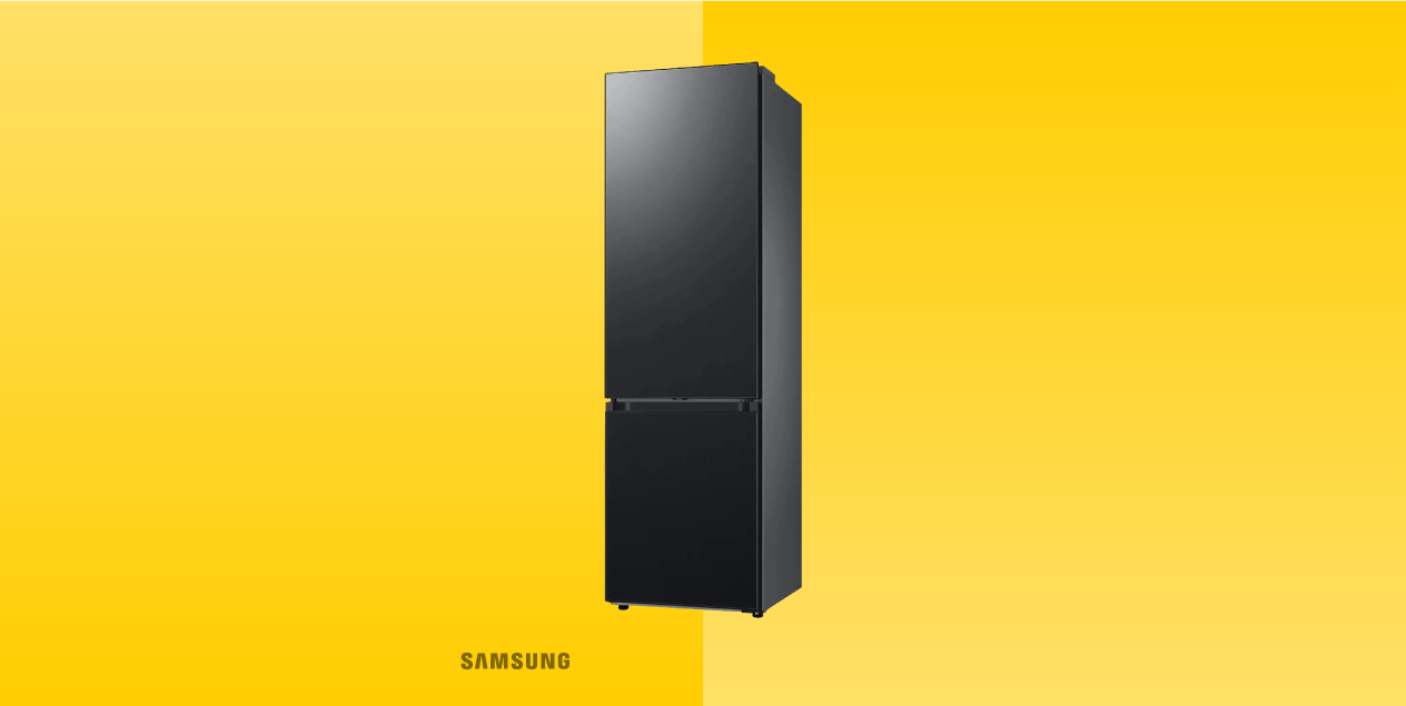 Uz dzeltena fona Samsung ledusskapis