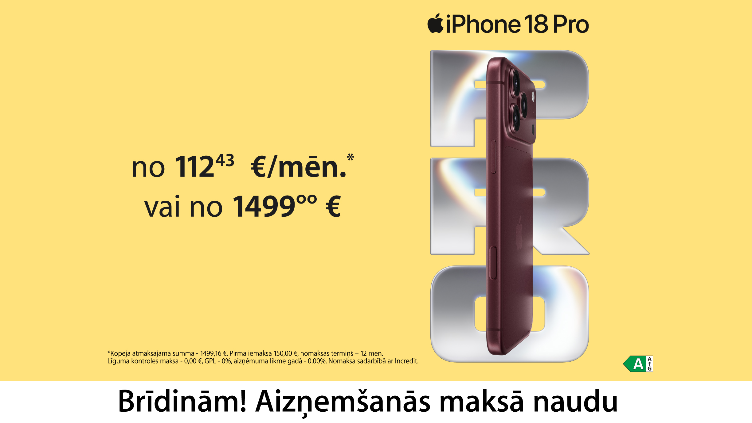 Uz dzeltena fona jaunais iphone 18 pro