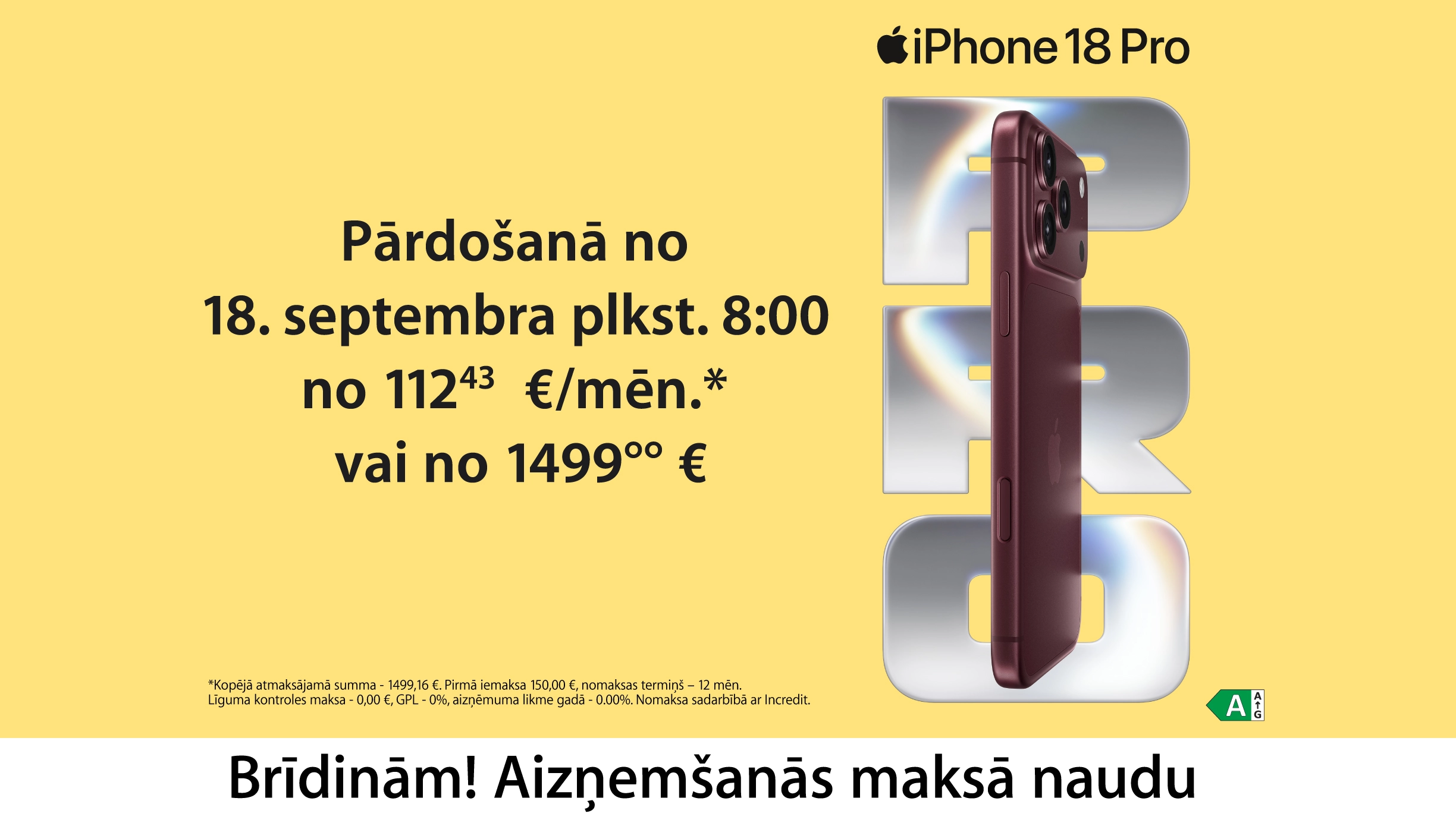 Uz dzeltena fona jaunais iphone 18 pro