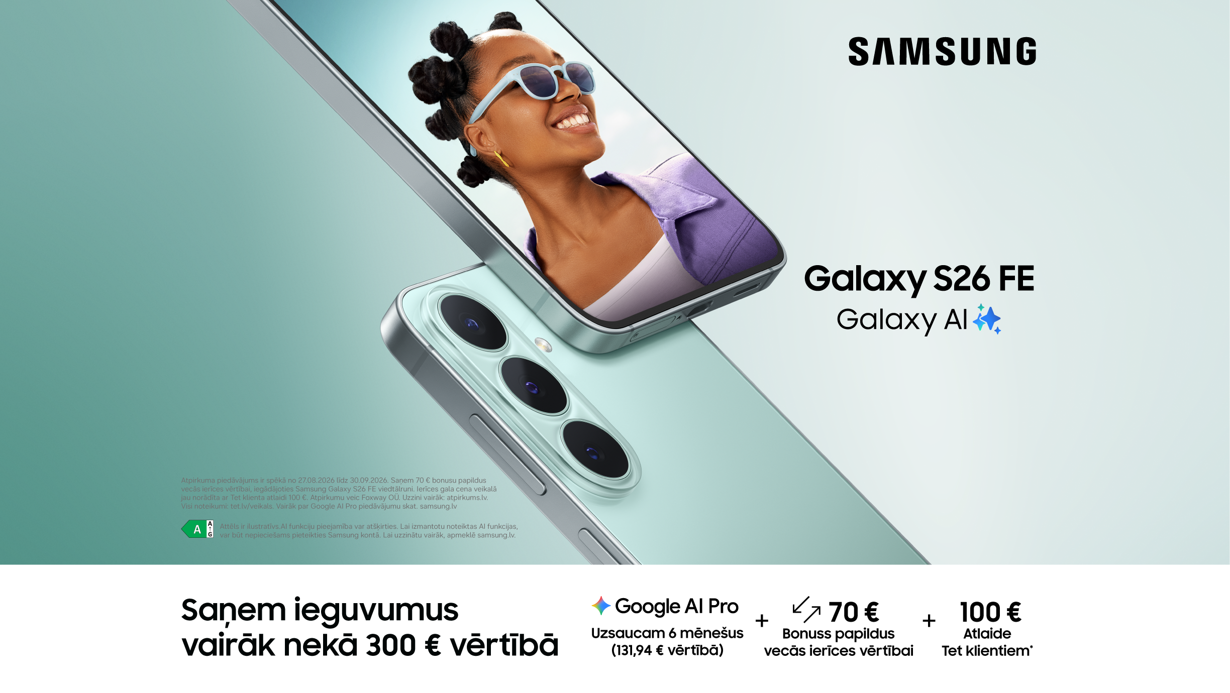Uz balta fona Samsung ierīces