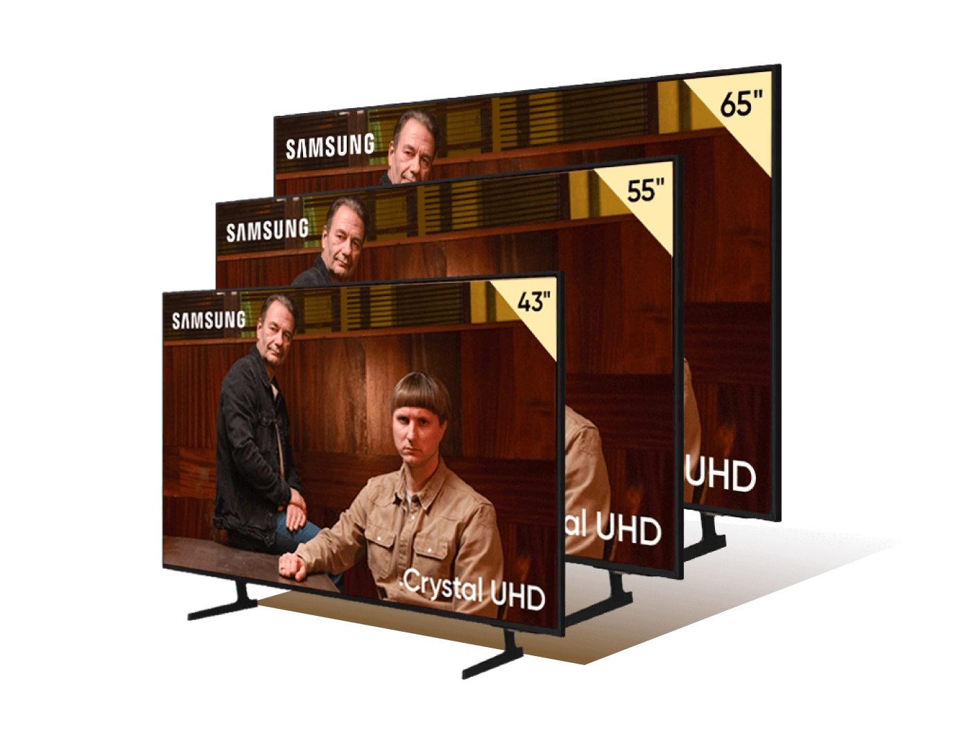 Trīs Samsung televizori ar Nelūgto viesu varoņiem