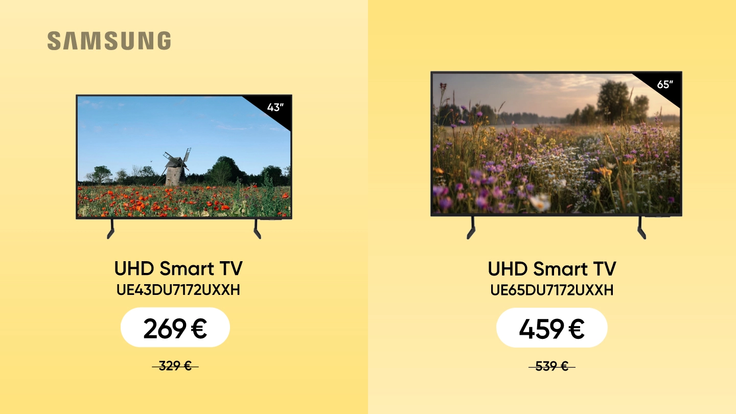 Samsung reklāma ar diviem UHD Smart TV modeļiem: 43