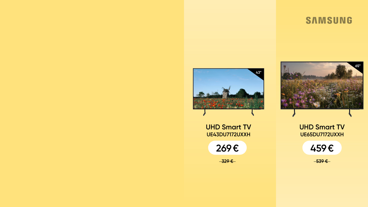 Samsung reklāma ar diviem UHD Smart TV modeļiem: 43