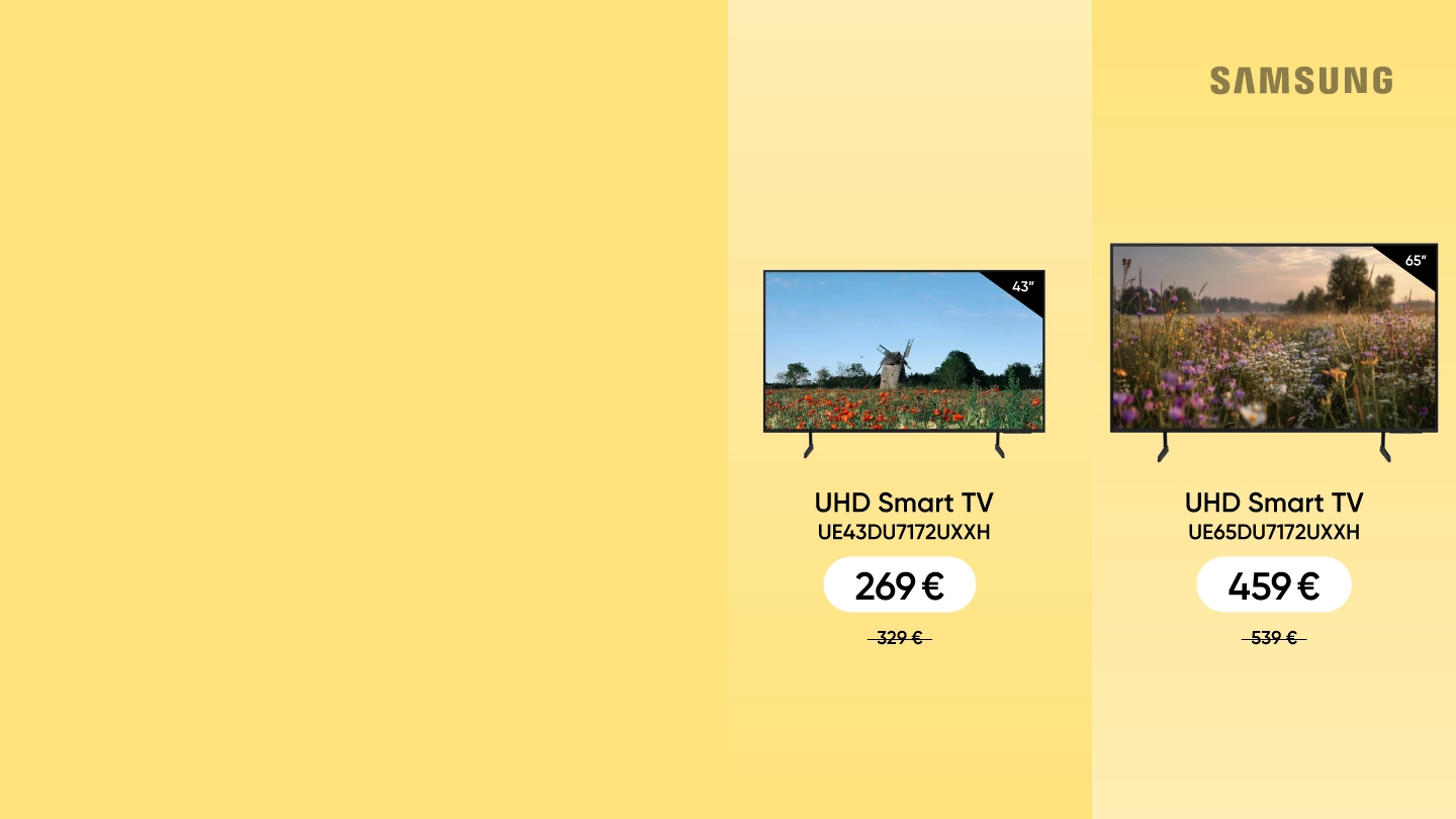 Samsung reklāma ar diviem UHD Smart TV modeļiem: 43