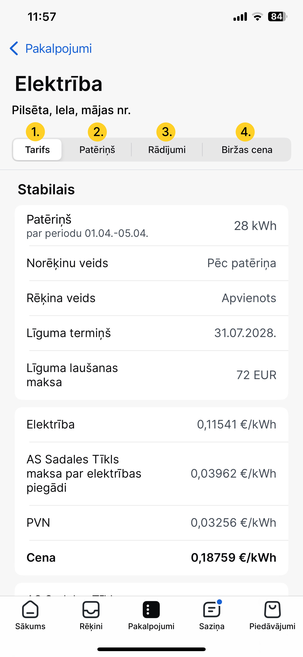 Mans Tet elektrības tarifa skats