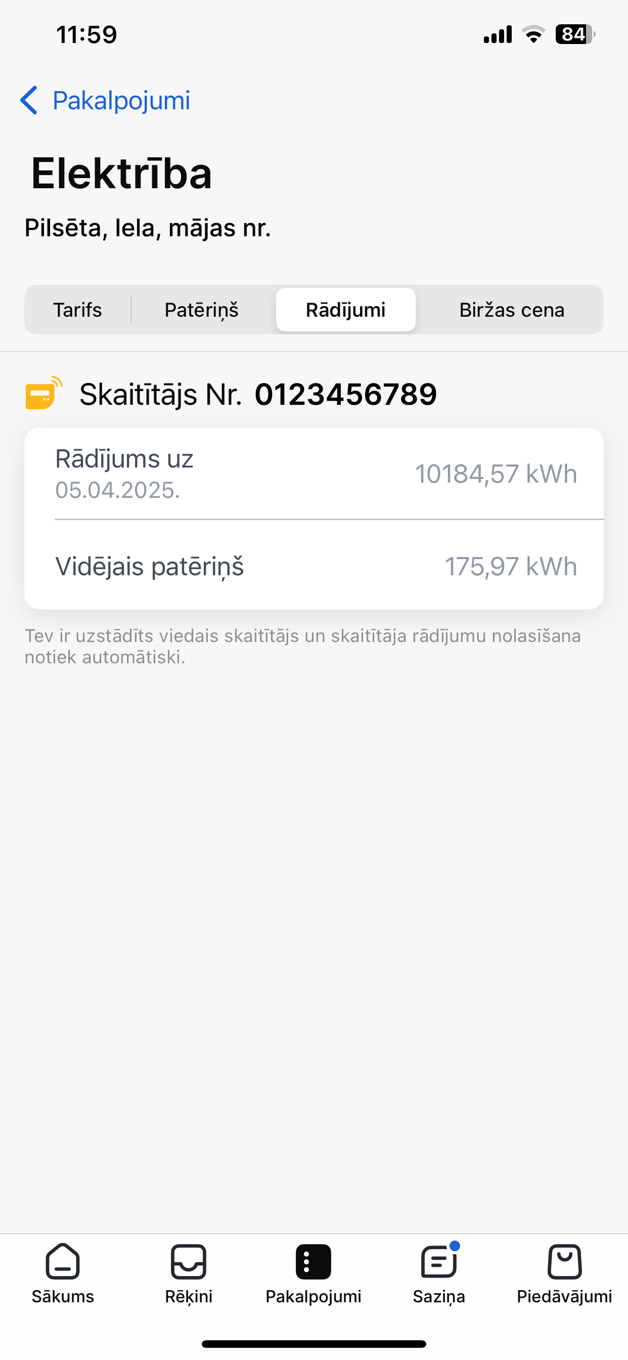 Mans Tet elektrības skaitītāja skats