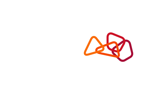 Uz gaiša fona LMT logotips - Ar melniem burtiem rakstīts LMT un Latvijas kontūra no sarkanas un oranžas krāsas ģeometriskām figūrām