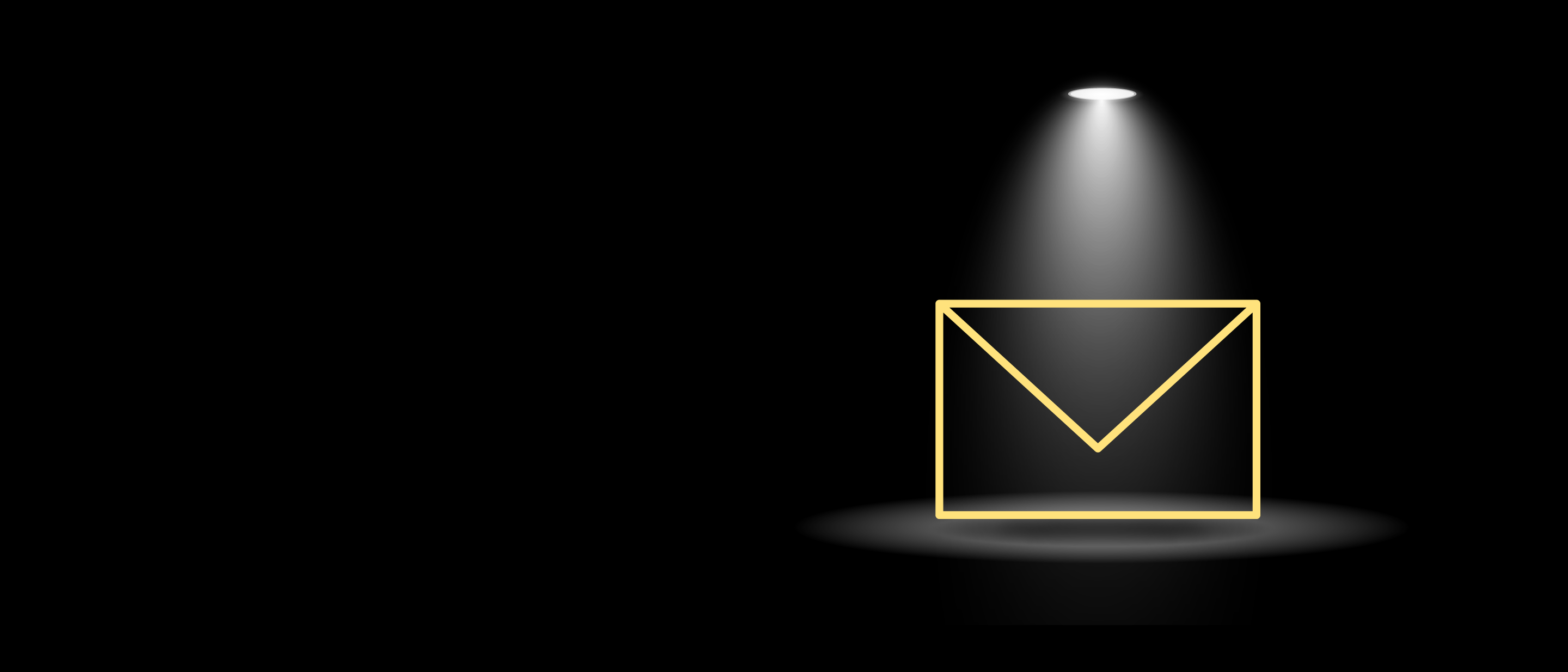 Uz melna fona e-pasta kastītes logo tipa bilde