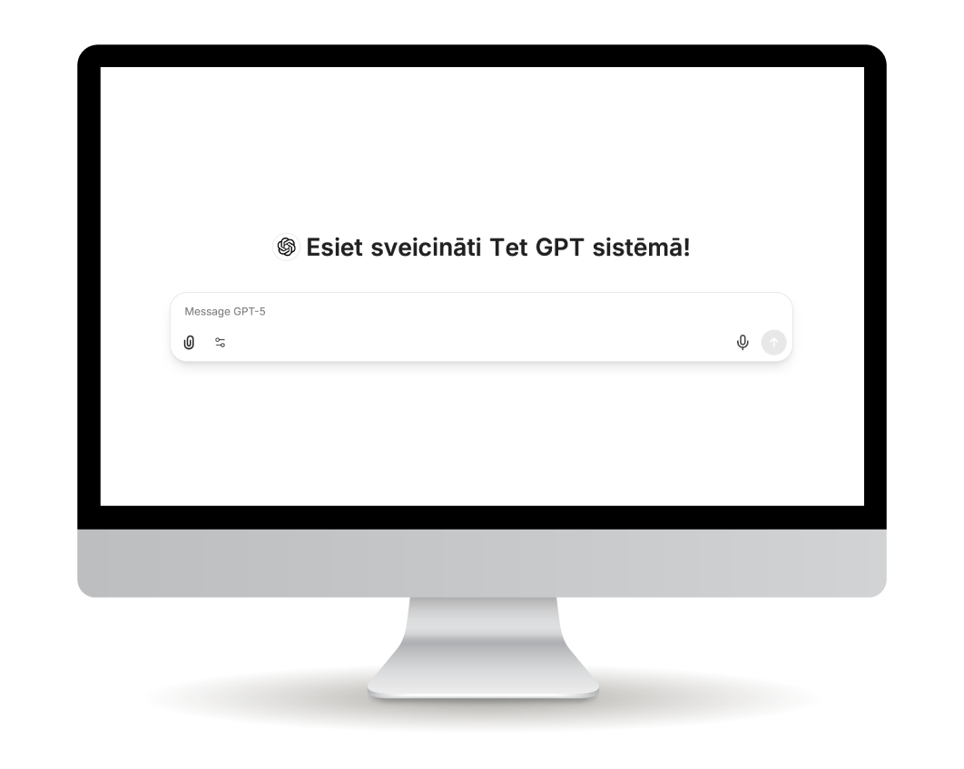 Pelēks datora monitors, kura ekrānā atvērta lapa ar uzrakstu 