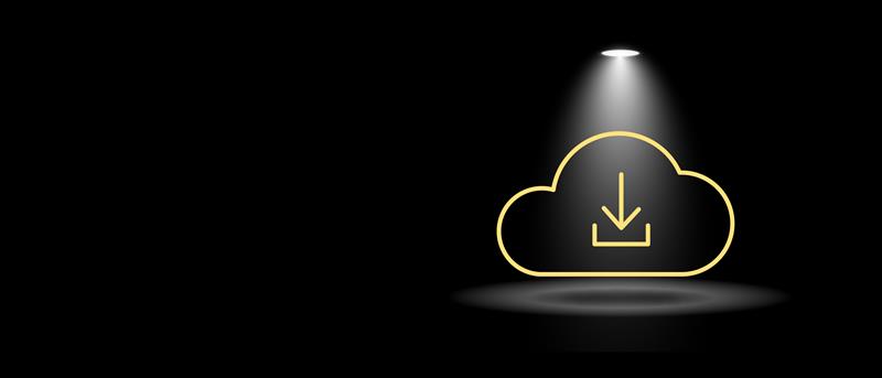 Uz melna fona cloud logo tipa bilde